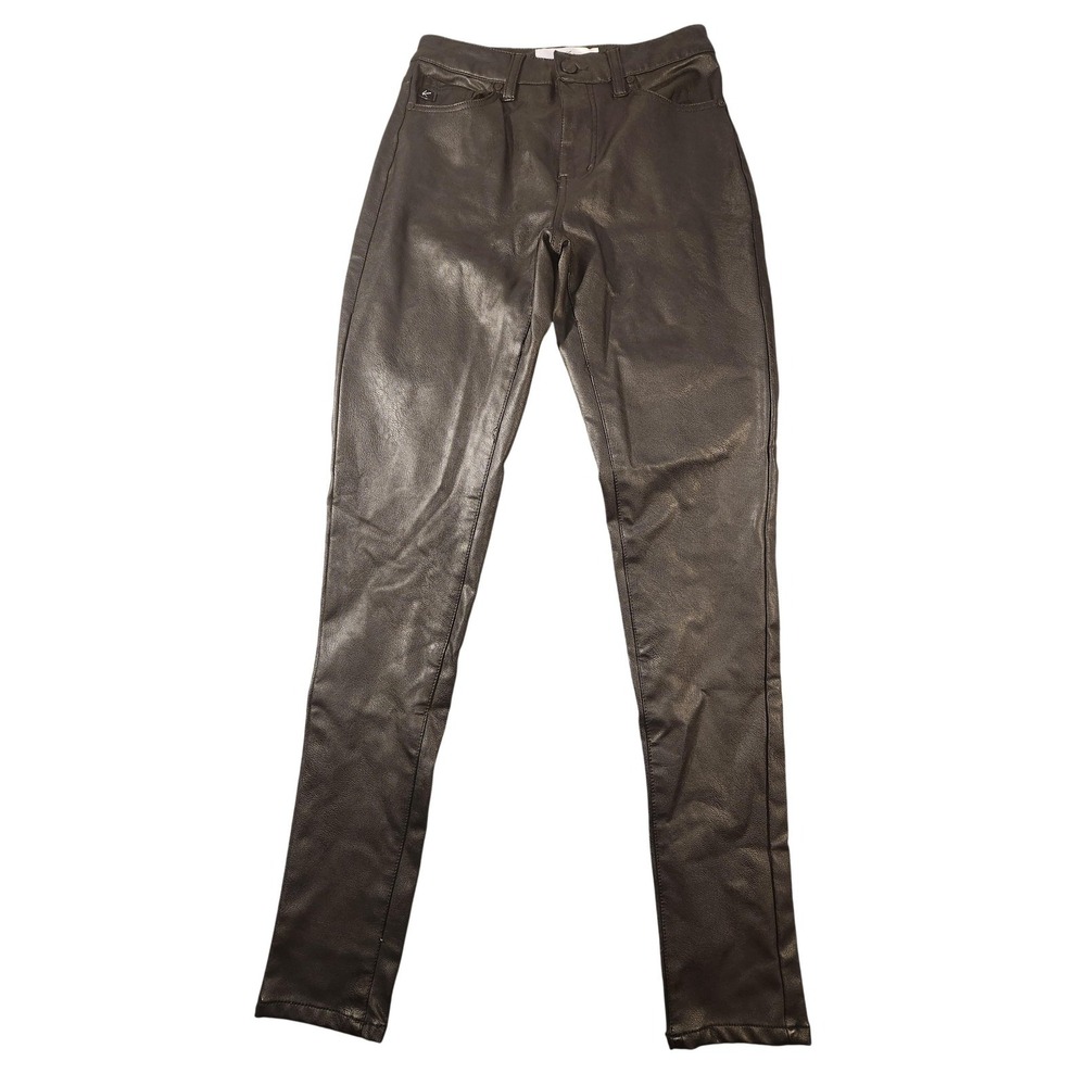 KanCan Jeans Juniors 3/25 Black Faux Leather‎ Coated Skinny Stretch Y2K Retro